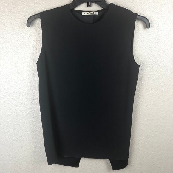 Acne Studios Solid Black Sleeveless CLAIR FL CADY AW15 Blouse Career Work Office - Picture 2 of 8